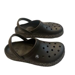 Rare style Brown and leopard Crocs M 10 W 12